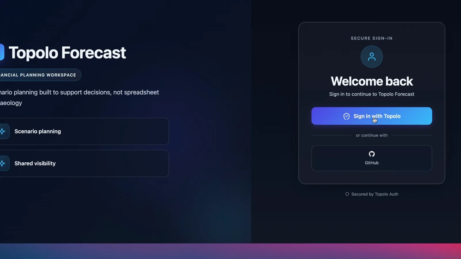 Topolo Forecast planning workflow